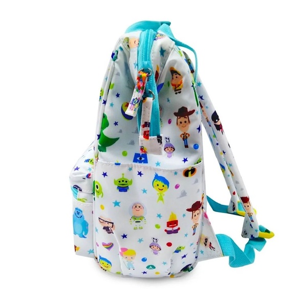 Disney Pixar Small Kid Backpack 12" Tall Toy Story, Cars, Up White Multi-Color - Picture 4 of 12